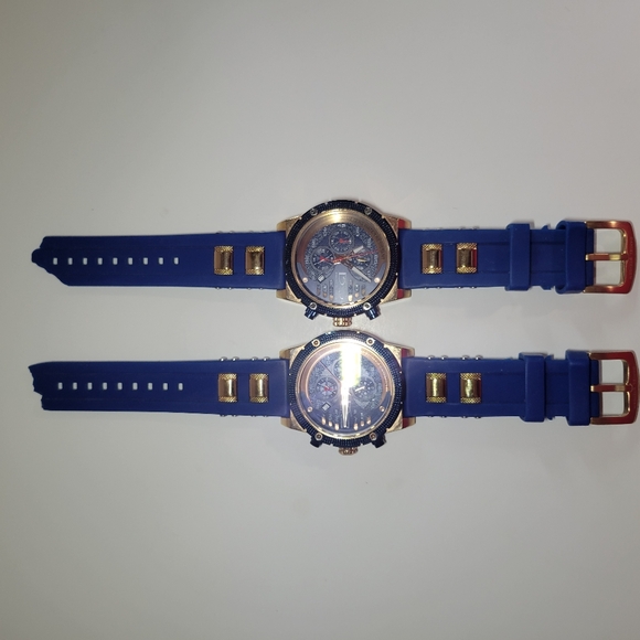 Lot of 2 Daniel steiger renegade rose gold & blue chronograph watch 9346BM PARTS - Picture 4 of 12